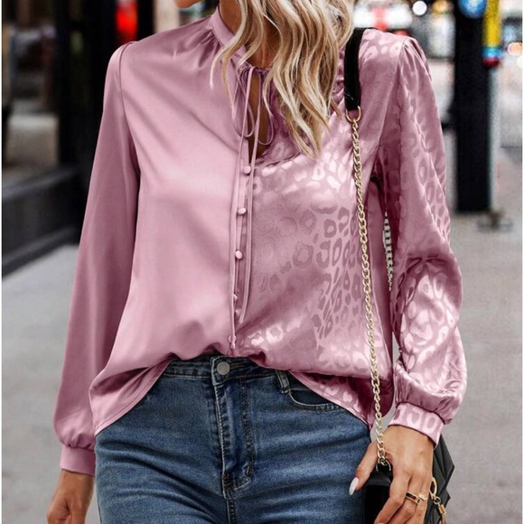 Pink Tie Dye Leopard Print Long Sleeve Top